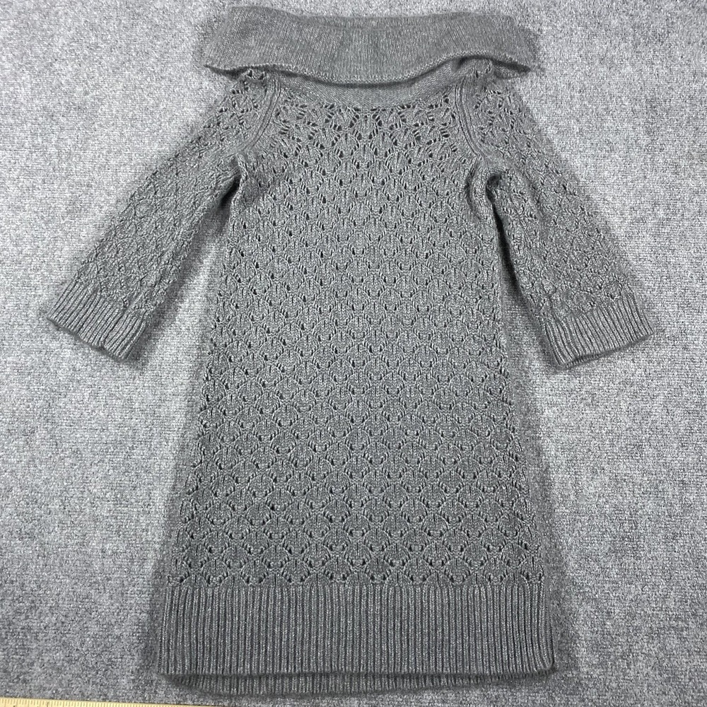 Juicy Couture Sweater Dress Medium Gray Knit Cowl Neck Wool Angora Y2K